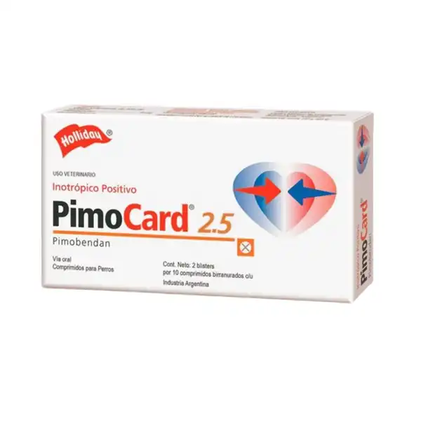 Medicamento Holliday Pimocard 2,5 mg X 100 Comp (caja Hosp) Blister X 10COMP (E2) para Perros