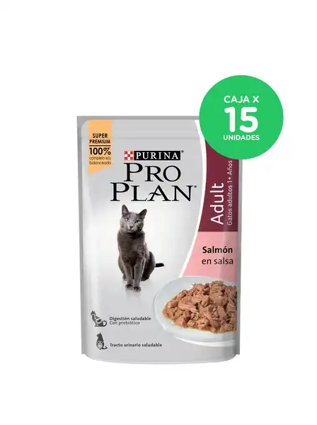 PROPLAN POUCH ADULT CAT SALMON 85GRS CAJA X 15 UNIDADES