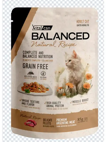 VITALCAN NATURAL RECIPE FILETES CARNE GATO ADULTO 85G 