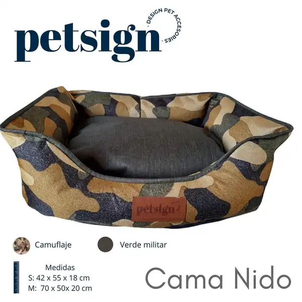 PETSIGN CAMA NIDO S - CAMUFLAJE 42X55X18CM