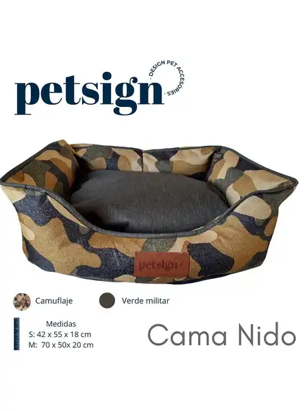 PETSIGN CAMA NIDO S - CAMUFLAJE 42X55X18CM