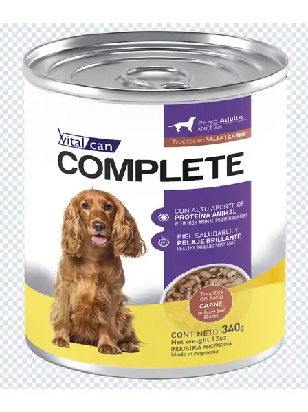 VITALCAN COMPLETE TROCITOS EN SALSA CARNE PERRO  ADULT 340G X UNIDAD