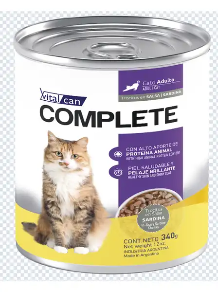 VITALCAN COMPLETE TROCITOS EN SALSA SARDINA GATO ADULTO 340G X 12U