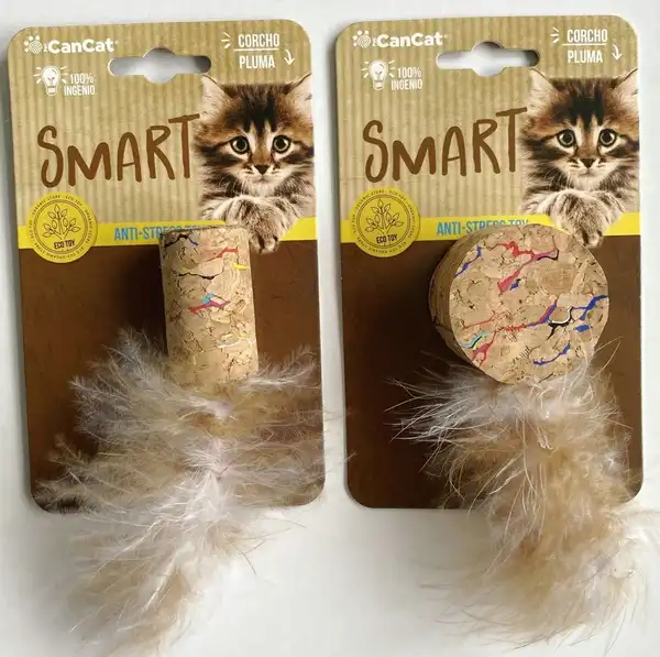 CAN CAT JUGUETE CORCHO CON PLUMAS - ECO TOY 