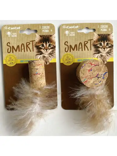 CAN CAT JUGUETE CORCHO CON PLUMAS - ECO TOY 