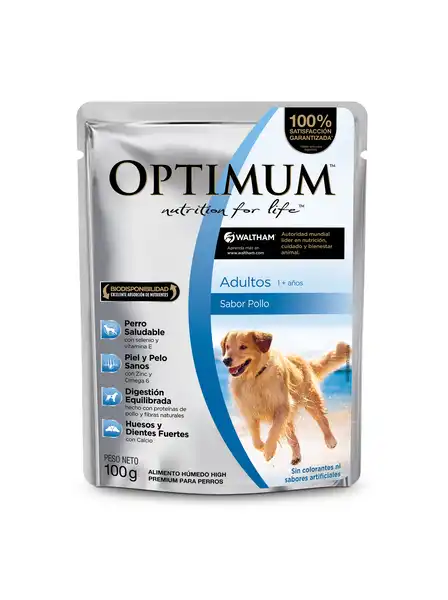 OPTIMUM POUCH PERRO ADULTO RAZA MEDIANA Y GRANDE 100GRS (CAJA X 12U)