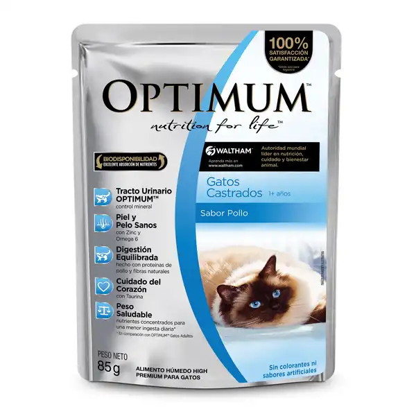 OPTIMUM POUCH GATOS CASTRADOS 85GRS (CAJA X 12U)