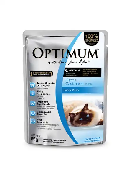 OPTIMUM POUCH GATOS CASTRADOS 85GRS (CAJA X 12U)