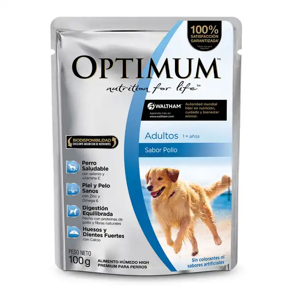 OPTIMUM POUCH PERRO ADULTO RAZA MEDIANA Y GRANDE 100GRS