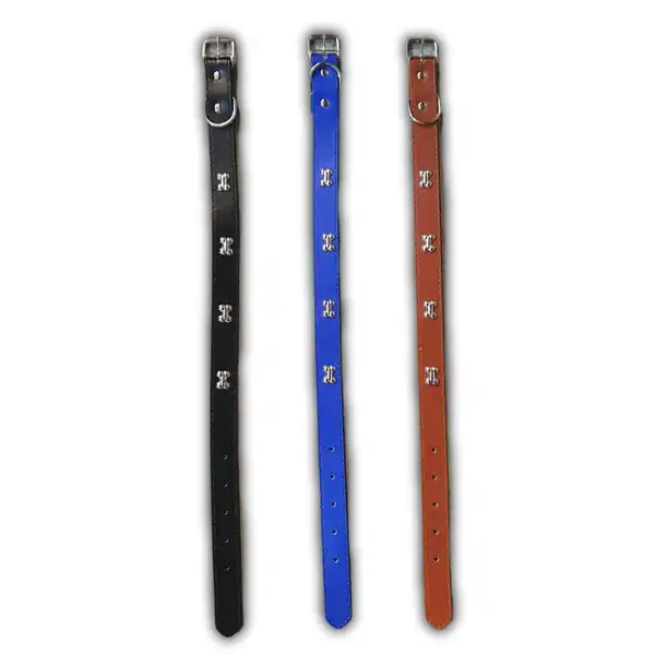PER-ROS COLLAR ECOCUERO CON HUESITO METAL TALLE S