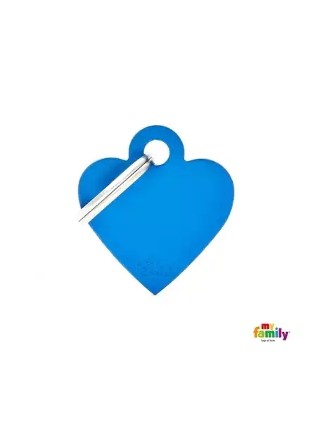 MY FAMILY MEDALLA BASIC SMALL HEART ALUMINUM BLUE MFB23