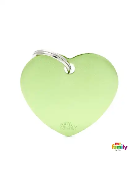 MY FAMILY MEDALLA BASIC BIG HEART ALUMINUM GREEN MFB42