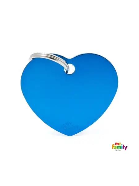 MY FAMILY MEDALLA BASIC BIG HEART ALUMINUM BLUE MFB28