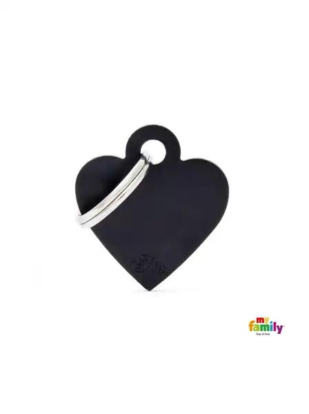 MY FAMILY MEDALLA BASIC SMALL HEART ALUMINUM BLACK MFB35