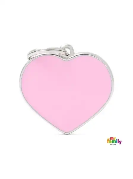 MY FAMILY MEDALLA HANDMADE BIG HEART PINK BH11