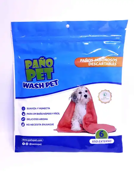 PAÑOPET WASH PET X6 CIERRE ZIP