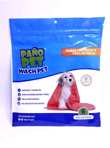 PAÑOPET WASH PET X6 CIERRE ZIP