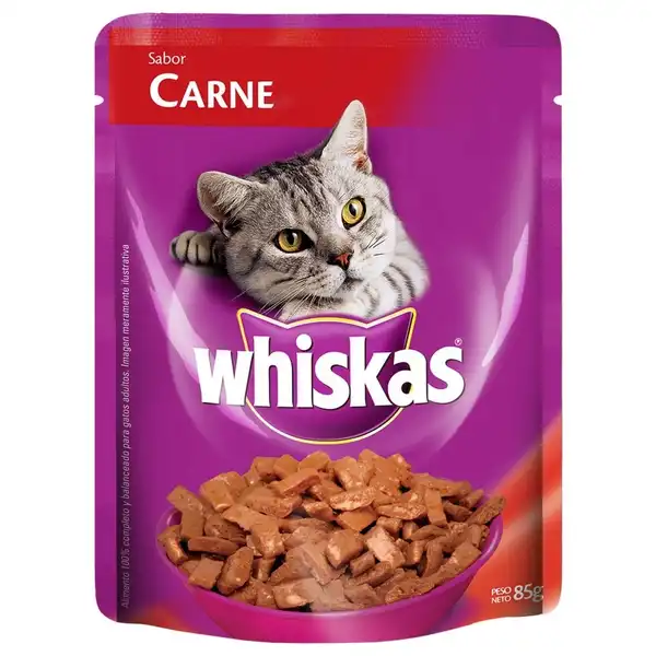 WHISKAS POUCH CARNE EN SALSA 85GRS
