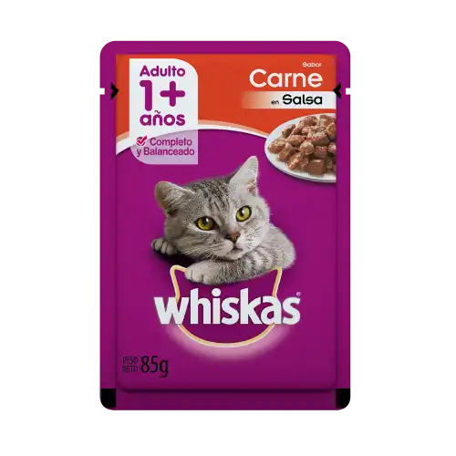 WHISKAS POUCH CARNE EN SALSA 85GRS
