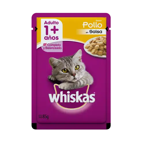 WHISKAS POUCH POLLO EN SALSA 85GRS