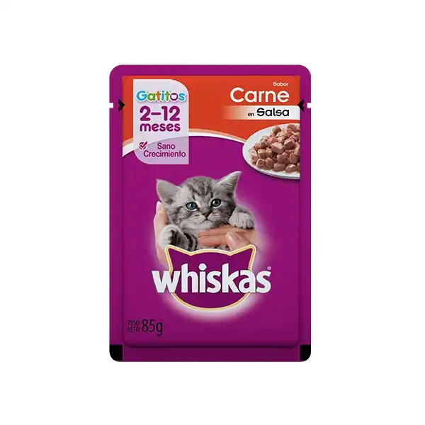 WHISKAS POUCH GATITOS CARNE 85GRS
