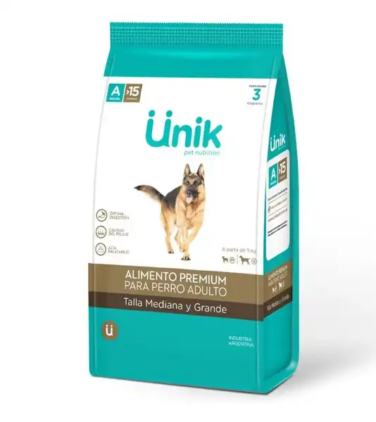 UNIK PERRO ADULTO TALLA MEDIANA Y GRANDE 15KG