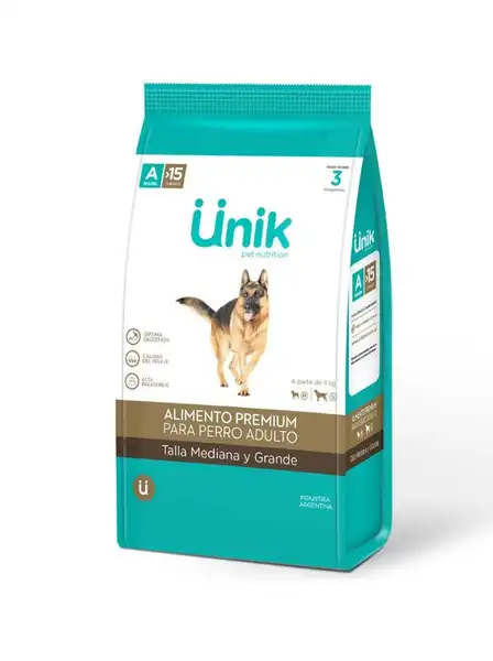 UNIK PERRO ADULTO TALLA MEDIANA Y GRANDE 15KG