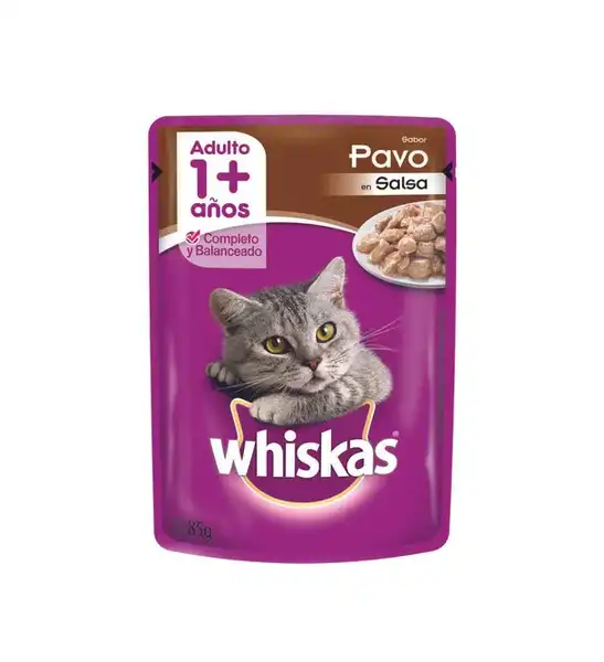 WHISKAS POUCH PAVO EN SALSA 85GRS