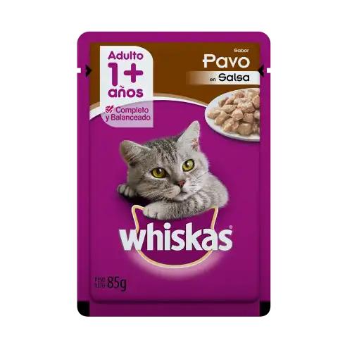 WHISKAS POUCH PAVO EN SALSA 85GRS