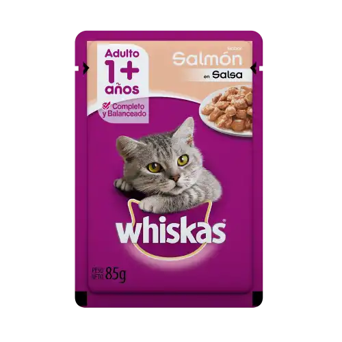 WHISKAS POUCH SALMON EN SALSA 85GRS