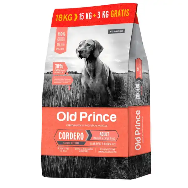 OLDPRINCE NOVEL CORDERO Y ARROZ ADULTOS LARGE 15KG + 3KG REGALO