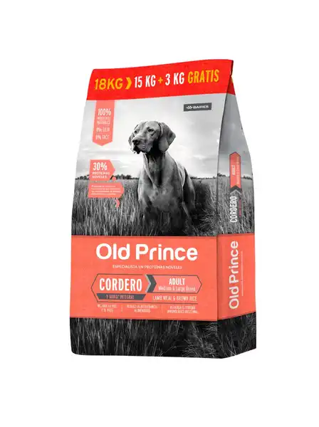 OLDPRINCE NOVEL CORDERO Y ARROZ ADULTOS LARGE 15KG + 3KG REGALO