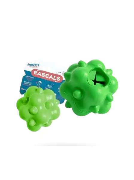 RASCALS JUGUETE PELOTA IRREGULAR DISPENSER SEMI SÓLIDA VERDE