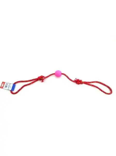 PETSPLAST PELOTA DE GOMA CHICA CON SOGA ALPINA 8MMX65CM