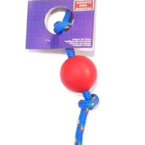 PETSPLAST PELOTA DE GOMA MEDIANA CON SOGA ALPINA S902