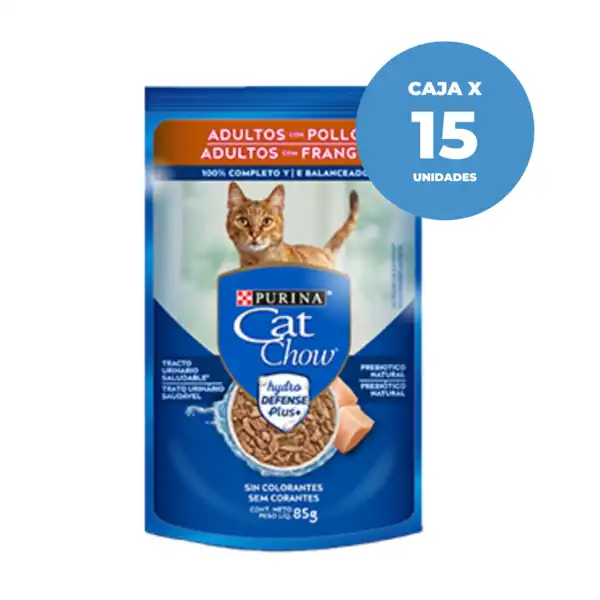 CATCHOW POUCH ADULTOS POLLO 85GRS CAJA X 15 UNIDADES