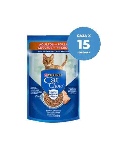CATCHOW POUCH ADULTOS POLLO 85GRS CAJA X 15 UNIDADES