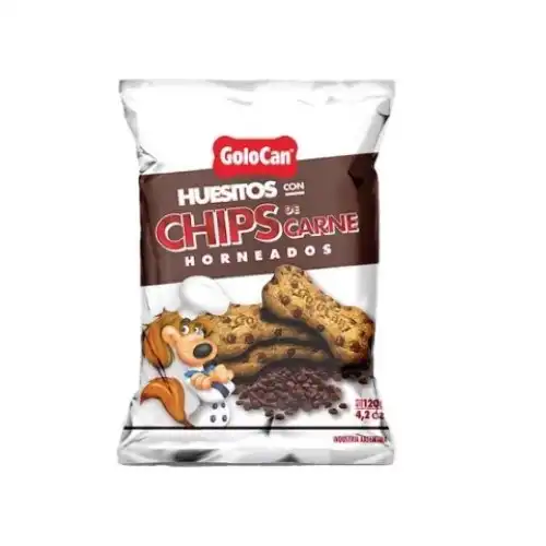 GOLOCAN HUESITOS CON CHIP DE CARNE 120GRS CAJA X20 UNIDADES