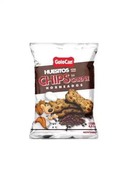 GOLOCAN HUESITOS CON CHIP DE CARNE 120GRS CAJA X20 UNIDADES
