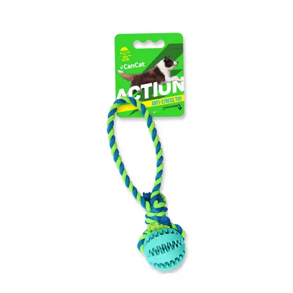 CAN CAT DENTAL BASEBALL WITH COTTON ROPE 7 X 30CM ER115 - CANCAT