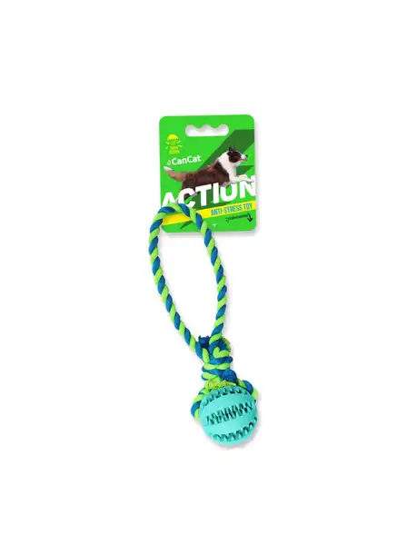 CAN CAT DENTAL BASEBALL WITH COTTON ROPE 7 X 30CM ER115 - CANCAT