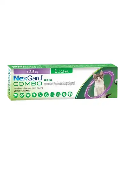 MERIAL  NEXGARD COMBO GATOS HASTA 2,5 KG 0.3ML X 1 UN