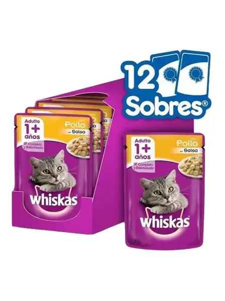WHISKAS POUCH POLLO EN SALSA (CAJA X 12U)