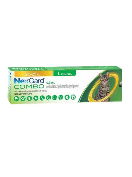 MERIAL  NEXGARD COMBO GATOS 2,5 A 7,5 KG 0,9ML X 1 UN