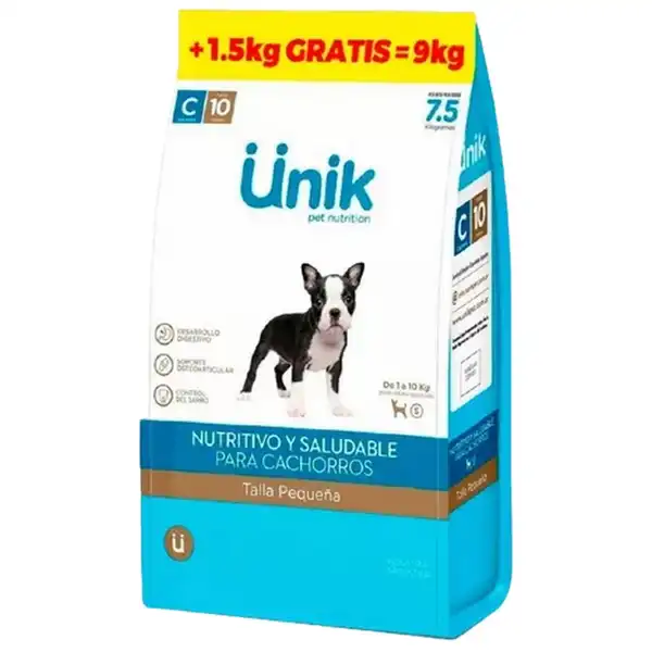 UNIK PERRO CACHORRO RAZA PEQUEÑA 7,5 + 1,5KG DE REGALO (9KG)