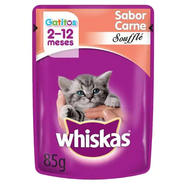 WHISKAS POUCH GATITOS CARNE SOUFFLE 85GRS