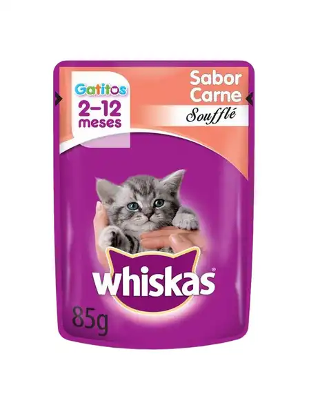 WHISKAS POUCH GATITOS CARNE SOUFFLE 85GRS