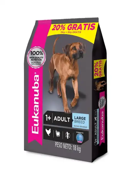 EUKANUBA ADULT LARGE BREED 15KG + 3KG DE REGALO