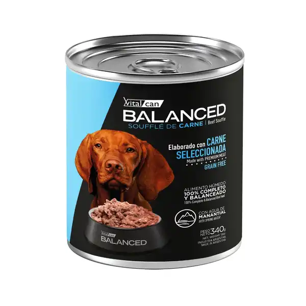 Alimento Húmedo Vitalcan Balanced Souffle de Carne Perro Adulto 340 g