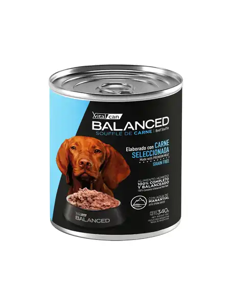 Alimento Húmedo Vitalcan Balanced Souffle de Carne Perro Adulto 340 g